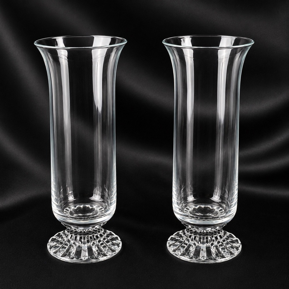 Mikasa Crystal The Ritz Bud Vase Set of 2 Flared Trumpet 7.5 Inch Discontinued